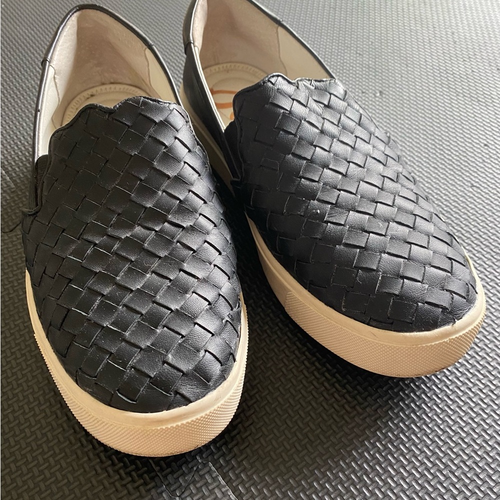 Black Woven Slip-On Sneakers